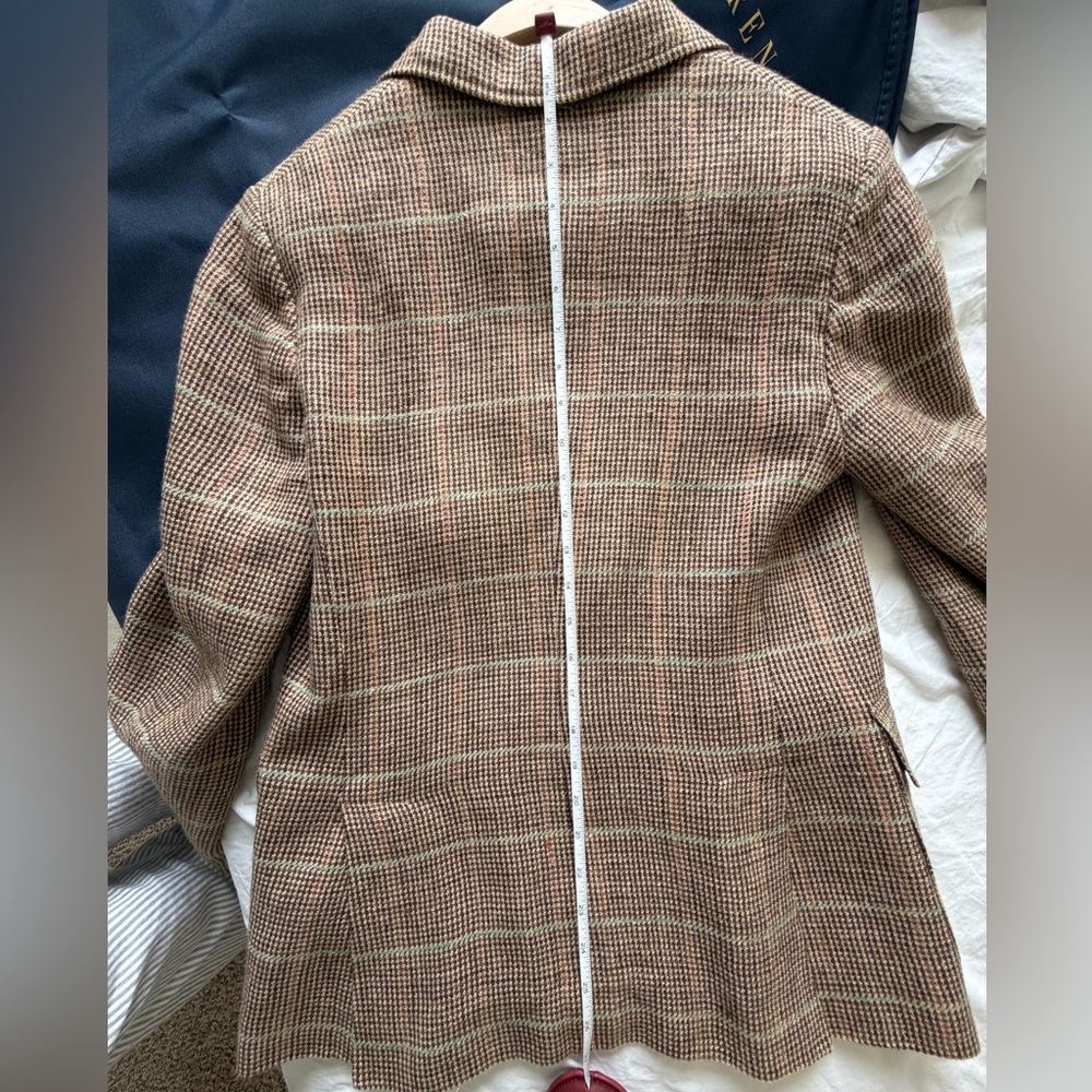 Polo Ralph Lauren Plaid Linen-Silk Blazer Brown Multi Check 8 - Picture 7 of 9